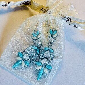 Amrita Singh "Goa" Turquoise and Ivory Austrian Crystal Stud Statement Earrings.